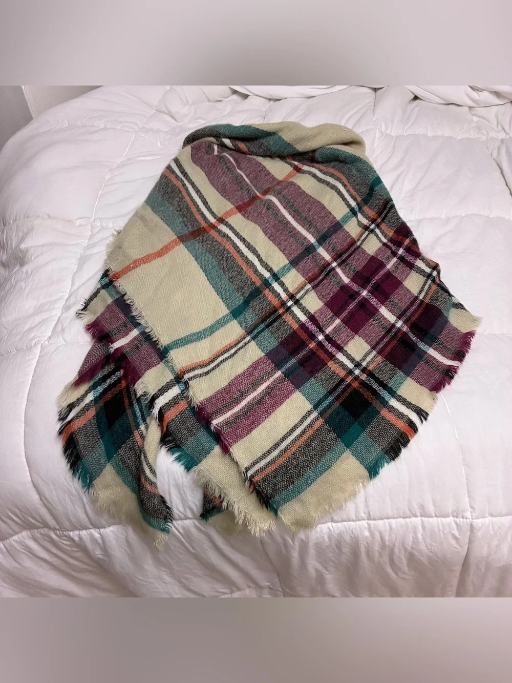Apt. 9 Fall Plaid Fringe Wrap Shawl Poncho Sweater